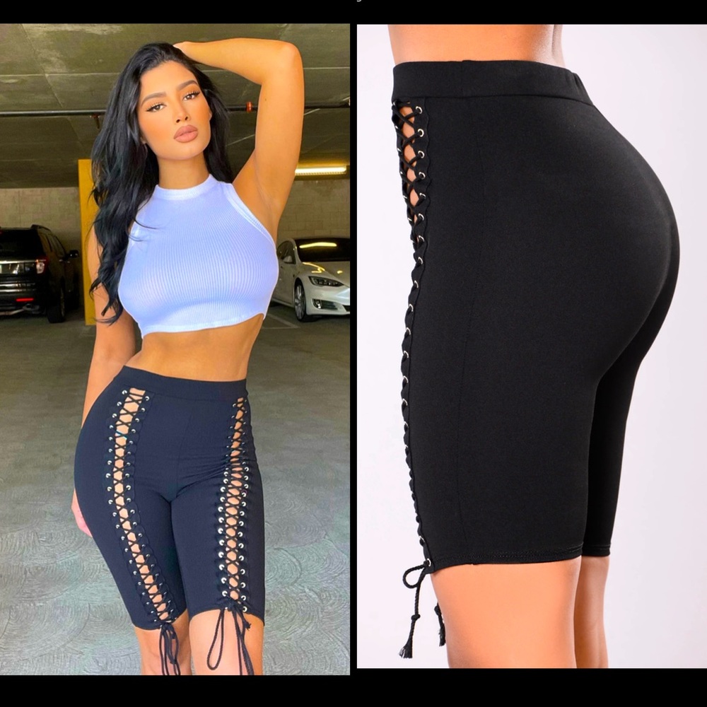 Lace Up Biker Shorts